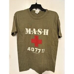 Vintage 80s MASH 4077th TV Show T-Shirt Olive Green Single Stitch Men's M